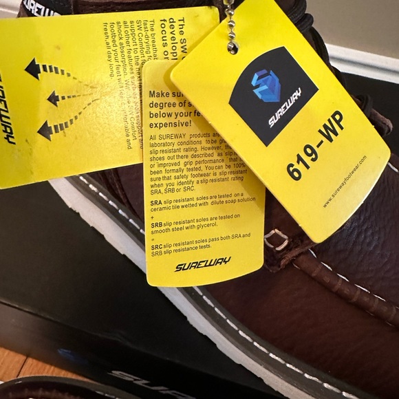 Sureway Men's Leather Boots Sz10 Waterproof Slip Resistant Oil Resistant Brown - Picture 3 of 12